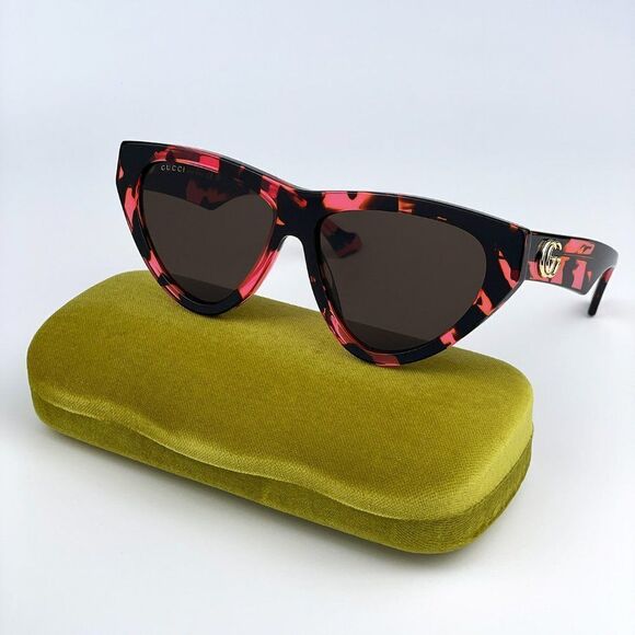 NEW Gucci GG1333S 003 Havana Brown Cat Eye Women Sunglasses - Picture 1 of 11